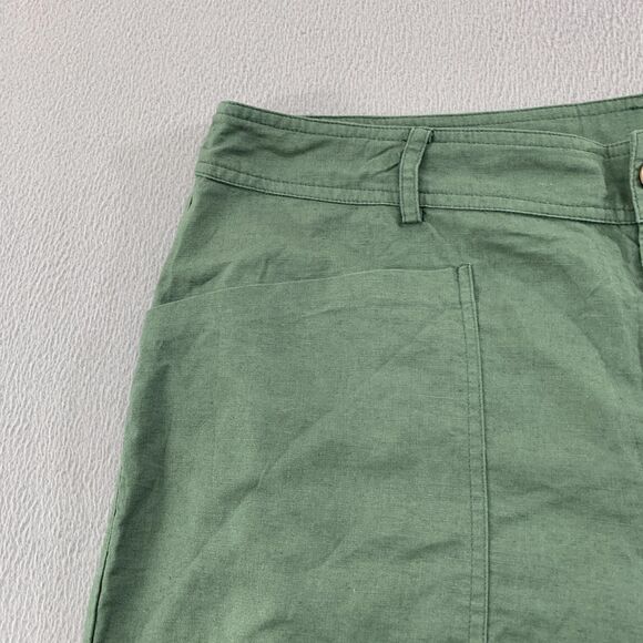 Lintico Shorts Womens XXL Green Linen Button Fly Utility Pockets High Rise - Picture 5 of 15